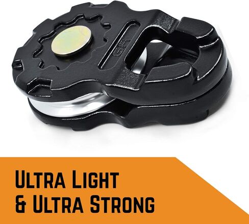 GA GEARAMERICA Ultra Snatch Block Pulley أسود | 20 طن ميجا بايت (ألومنيوم) | الأفضل لحبل الونش الصناعي والأغلال الناعمة (كتلة فائقة الخطف باللون الأسود 20 طن، عبوة واحدة) in Kuwait