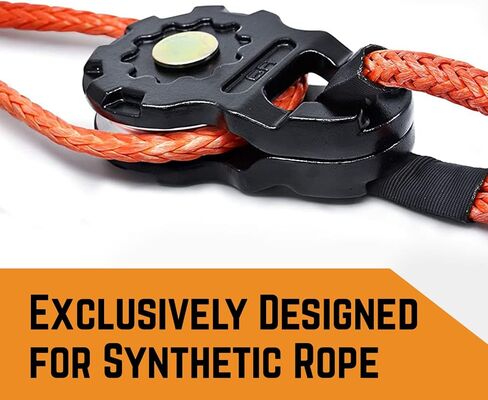 GA GEARAMERICA Ultra Snatch Block Pulley أسود | 20 طن ميجا بايت (ألومنيوم) | الأفضل لحبل الونش الصناعي والأغلال الناعمة (كتلة فائقة الخطف باللون الأسود 20 طن، عبوة واحدة) in Kuwait