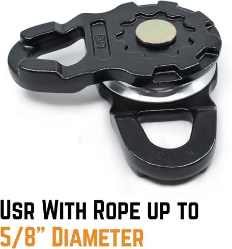 GA GEARAMERICA Ultra Snatch Block Pulley أسود | 20 طن ميجا بايت (ألومنيوم) | الأفضل لحبل الونش الصناعي والأغلال الناعمة (كتلة فائقة الخطف باللون الأسود 20 طن، عبوة واحدة) in Kuwait