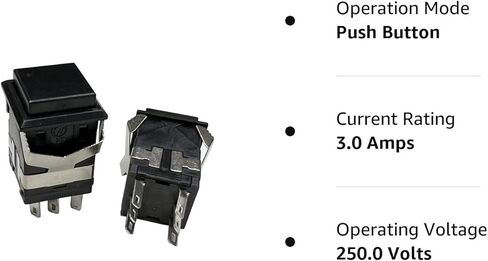 10Pcs Non Locking Push Button Switch 19x19mm KD2-22 8 Pins with Light Inside Illuminated 3A 250V Without Lock Black in Kuwait