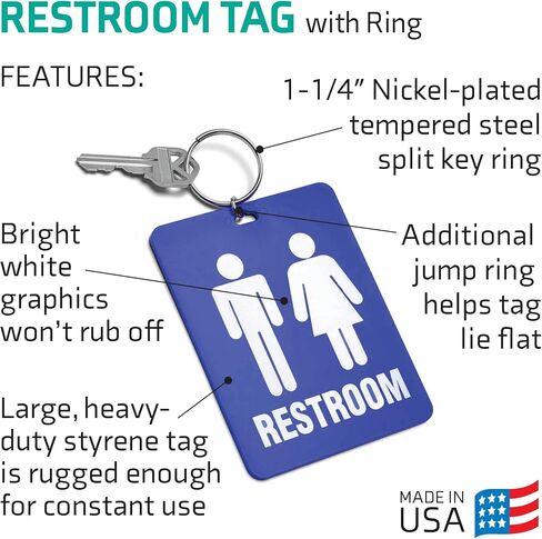 Lucky Line - Men's Restroom Pass Key Tag, Plastic with Split Key Ring Keychain Identifier for Restaurant, Office, Gas Station, 1 Per Pack (53101) LARGE in Saudi Arabia