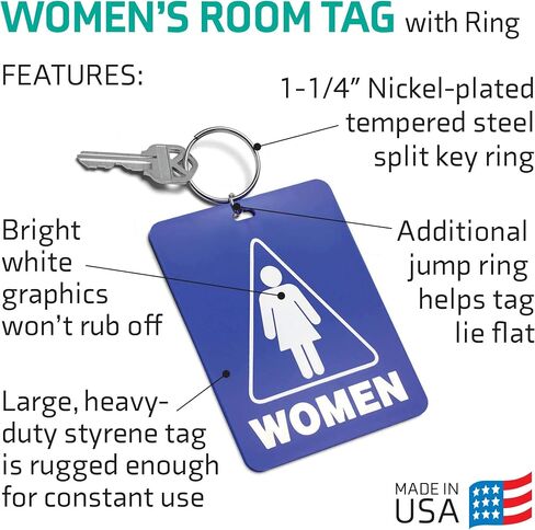 Lucky Line - Men's Restroom Pass Key Tag, Plastic with Split Key Ring Keychain Identifier for Restaurant, Office, Gas Station, 1 Per Pack (53101) LARGE in Saudi Arabia