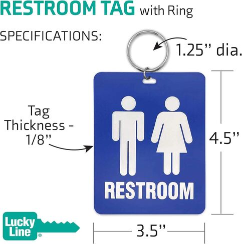 Lucky Line - Men's Restroom Pass Key Tag, Plastic with Split Key Ring Keychain Identifier for Restaurant, Office, Gas Station, 1 Per Pack (53101) LARGE in Saudi Arabia