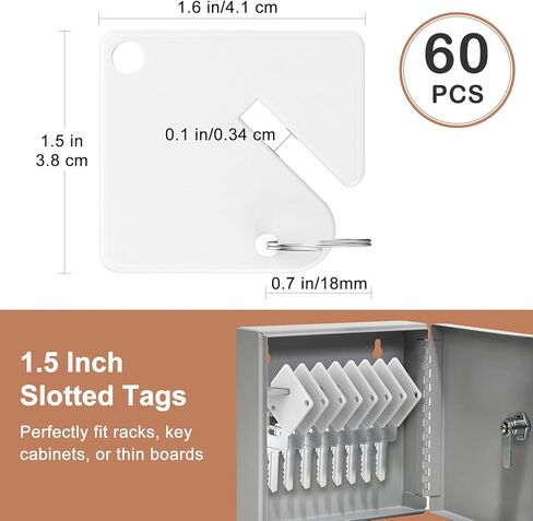 60 قطعة من العلامات الرئيسية، ترقية بلاستيكية فارغة، حلقة دائرية مقسمة، مفتاح متين، تحديد العلامات، العلامات الرئيسية السائبة لخزانة المفاتيح، 1.5 بوصة على شكل مربع in Kuwait