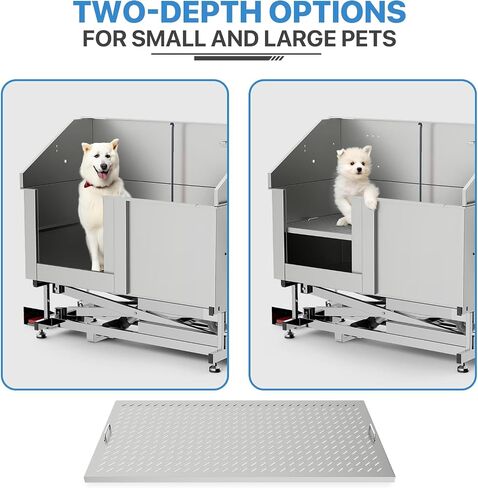 MoNiBloom 50.5" Electric Lift Height Dog Bath Tubs, Stainless Steel Grooming Tub with 2-Grade Floor Depth Optional for Large/Medium/Small Dogs, Home & Professional Use Dog Wash Tub 250 lbs Capacity in Saudi Arabia