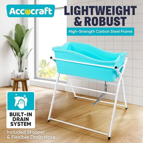 Dog Bath Tub, Portable Dog Washing Bathing Station, Elevated Foldable Dog Bath for Shower and Grooming, 4 Adjustable Height Pet Tub for Small and Medium Size Dogs, Indoor and Outdoor in Kuwait