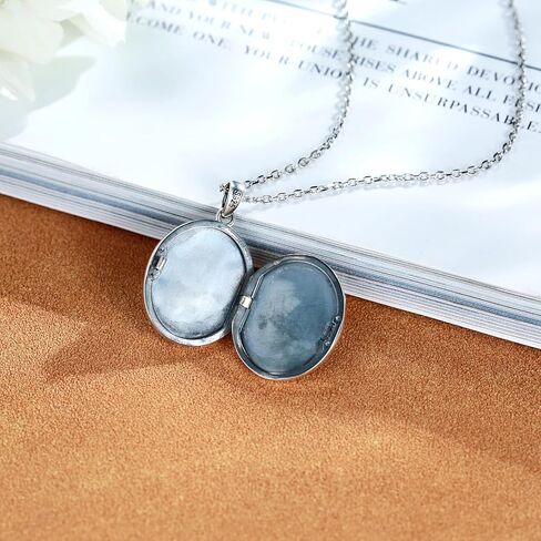 ديزي أوبال المنجد قلادة الصورة: 925 الفضة الاسترليني المجوهرات المدلاة التي تحمل صور البيضاوي صور قلادة مجوهرات هدايا للنساء الفتيات عيد ميلاد عيد الحب عيد الميلاد in Kuwait