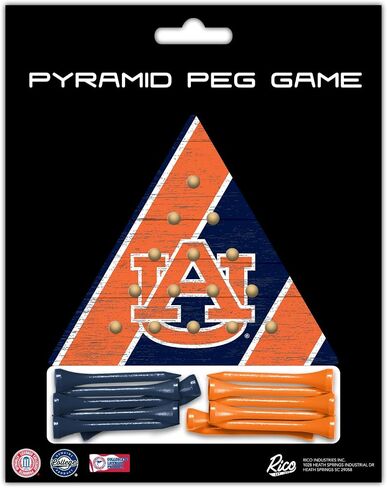 Rico Industries NCAA Peg Pyramid Game 4.5" x 4" Wooden Travel Sized Pyramid Game - Toy Peg Games - Triangle - Family Fun in Saudi Arabia