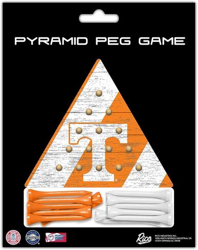 Rico Industries NCAA Peg Pyramid Game 4.5" x 4" Wooden Travel Sized Pyramid Game - Toy Peg Games - Triangle - Family Fun in Saudi Arabia