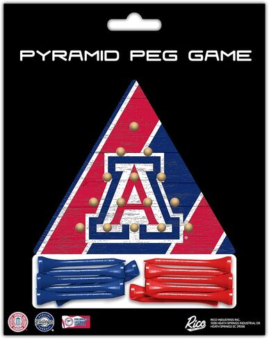 لعبة ريكو إندستريز NCAA Peg Pyramid مقاس 4.5 بوصة × 4 بوصة لعبة هرمية خشبية بحجم السفر - ألعاب ربط الألعاب - مثلث - متعة عائلية in Saudi Arabia