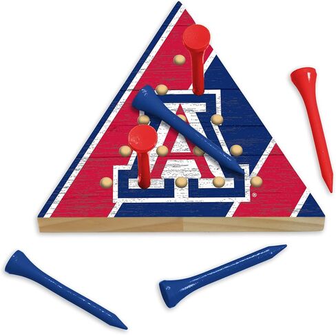لعبة ريكو إندستريز NCAA Peg Pyramid مقاس 4.5 بوصة × 4 بوصة لعبة هرمية خشبية بحجم السفر - ألعاب ربط الألعاب - مثلث - متعة عائلية in Saudi Arabia