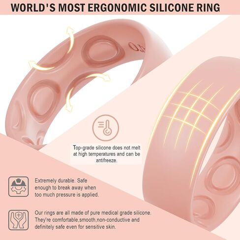 خاتم زفاف من السيليكون للنساء من Egnaro، تصميم مريح وقوس داخلي مريح للتنفس، خاتم زفاف من السيليكون بعرض 4 مم - سمك 1.5 مم من المطاط للنساء - 7 حلقات / 4 حلقات / حلقة واحدة من خواتم الذكرى السنوية in Kuwait