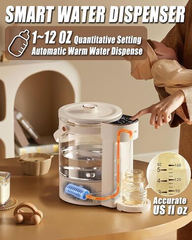 Baby Instant Water Warmer,1~12 OZ Options & 100 Temperatures Options, Detachable Glass Tank 2.5L(84oz), Baby Warm Water Dispenser for Baby Formula, More Scientific and Easy Formula Feeding in Saudi Arabia