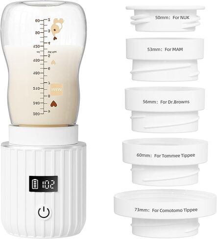 Portable Bottle Warmer, Fast Heating Travel Bottle Warmer with 5 Adapters,Baby Bottle Warmer with Temperature Control Rechargeable Bottle Warmer for Breastmilk (Extra Large, Adapter for Breastmilk) in Saudi Arabia