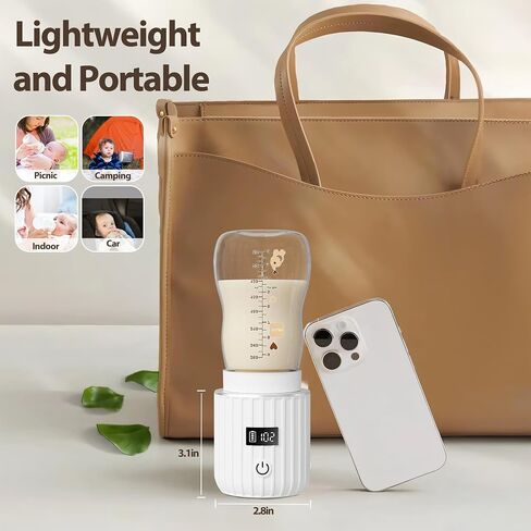 Portable Bottle Warmer, Fast Heating Travel Bottle Warmer with 5 Adapters,Baby Bottle Warmer with Temperature Control Rechargeable Bottle Warmer for Breastmilk (Extra Large, Adapter for Breastmilk) in Saudi Arabia