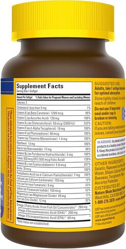 Nature Made Postnatal Multivitamin + DHA 200 mg, 60 Softgels, to Support Nursing Moms & Babies During Breastfeeding, Postnatal Vitamins & Nutrients Include Iron, Vitamin D3, Calcium, Iodine in Saudi Arabia