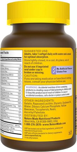 Nature Made Postnatal Multivitamin + DHA 200 mg, 60 Softgels, to Support Nursing Moms & Babies During Breastfeeding, Postnatal Vitamins & Nutrients Include Iron, Vitamin D3, Calcium, Iodine in Saudi Arabia