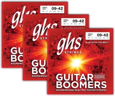 GHS Strings GBXL Guitar Boomers, Nickel-Plated Electric Guitar Strings, Extra Light (.009-.042), 3 Sets of GBXL in Saudi Arabia