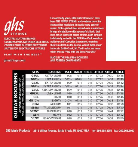 GHS Strings GBXL Guitar Boomers, Nickel-Plated Electric Guitar Strings, Extra Light (.009-.042), 3 Sets of GBXL in Saudi Arabia