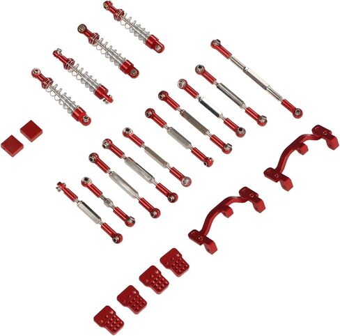 RC سيارة سحب قضيب عدة، سبائك الألومنيوم امتصاص الصدمات RC سيارة سحب قضيب عدة RC سيارة ترقية قطع الغيار لWPL C24 C14 C14K C24K RC قطع غيار السيارات ترقية قطع الغيار، الأحمر، الأسود، Ti اللون (الأحمر) in Saudi Arabia