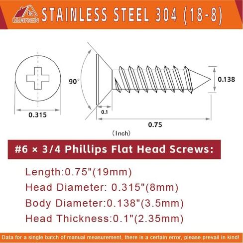 200pcs Stainless Steel Wood Screws 18-8 (304) #6 x 1 inch(25mm) Flat Head Phillips Wood Screws - Drywall Screws - Fine Thread Bugle Head (Stainless Steel, 8x1" (200 pcs)… in Saudi Arabia