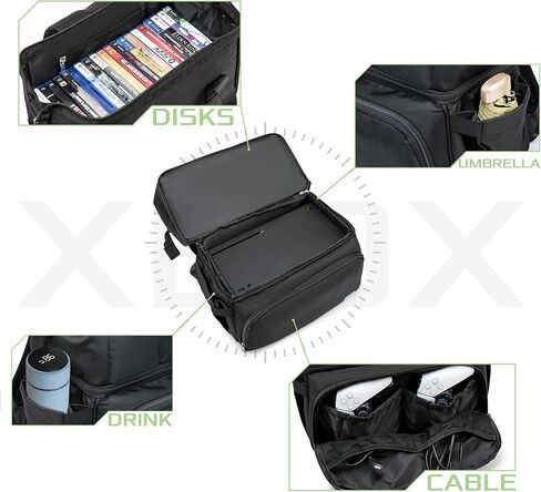 Portable Travel Backpack is Compatible with Xbox Series X Console, Suitcase is Equipped with 2 Independent Large Storage Spaces for Controller、Cables、Other Accessories.(Light Black) in Kuwait