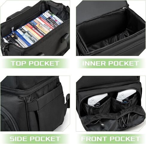 Portable Travel Backpack is Compatible with Xbox Series X Console, Suitcase is Equipped with 2 Independent Large Storage Spaces for Controller、Cables、Other Accessories.(Light Black) in Kuwait