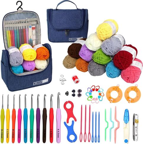 Yarniss Crochet Kits for Beginners, All in One Crochet Kits with 840 Yards Crochet Yarn, 10 Size Ergonomic Crochet Hooks 2.0mm~6.5mm in Saudi Arabia