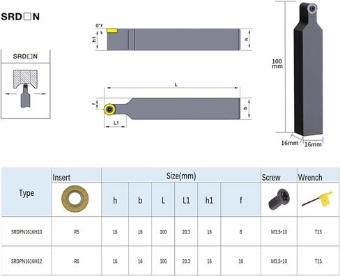 أداة تحويل كربيد قابلة للفهرسة 5/8 بوصة، مجموعة حامل إدراج ساق CNC 16 مم مع 10 قطع RPMT كربيد تحول شفرة إدراج للمخرطة قطع طلاء الفولاذ المقاوم للصدأ، مفاتيح T15 (RPMT1204-JS R6) in Kuwait