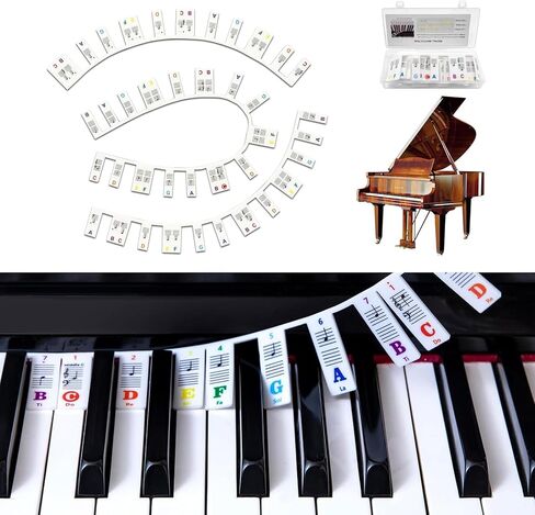 Silicone Piano Keyboard Notes Guide, Removable Piano Keyboard Note Labels for Learning, 88 61-Key Full Size, No Need Stickers, Reusable and Comes with Box (Black) in Saudi Arabia