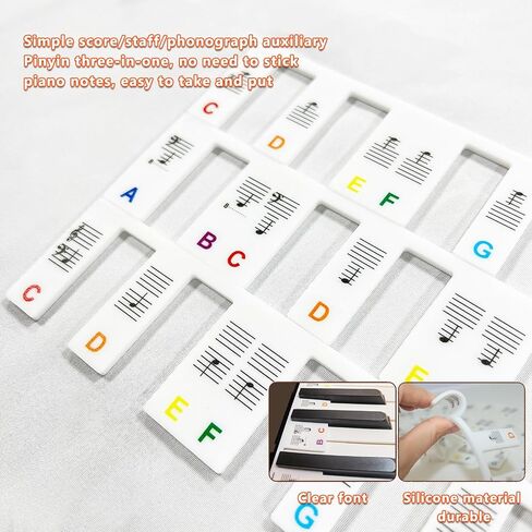 Silicone Piano Keyboard Notes Guide, Removable Piano Keyboard Note Labels for Learning, 88 61-Key Full Size, No Need Stickers, Reusable and Comes with Box (Black) in Saudi Arabia