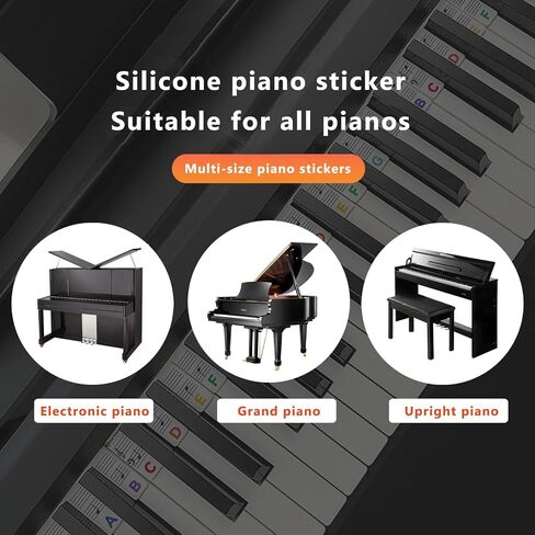 Silicone Piano Keyboard Notes Guide, Removable Piano Keyboard Note Labels for Learning, 88 61-Key Full Size, No Need Stickers, Reusable and Comes with Box (Black) in Saudi Arabia