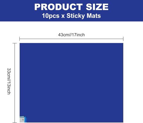 10 قطع من السجادات اللاصقة مقاس 17 × 13 بوصة، سجادات لاصقة زرقاء مع 30 ورقة لزجة لكل سجادة، سجادة أحذية لاصقة للمختبر، المستشفى، الطب، البناء، المكتب، صالة الألعاب الرياضية in Kuwait