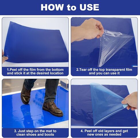 10 قطع من السجادات اللاصقة مقاس 17 × 13 بوصة، سجادات لاصقة زرقاء مع 30 ورقة لزجة لكل سجادة، سجادة أحذية لاصقة للمختبر، المستشفى، الطب، البناء، المكتب، صالة الألعاب الرياضية in Kuwait