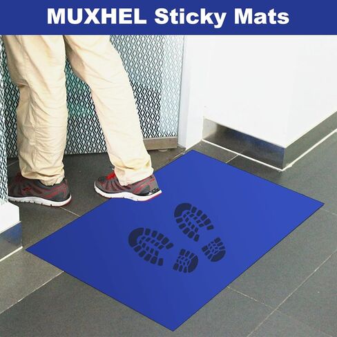 10 قطع من السجادات اللاصقة مقاس 17 × 13 بوصة، سجادات لاصقة زرقاء مع 30 ورقة لزجة لكل سجادة، سجادة أحذية لاصقة للمختبر، المستشفى، الطب، البناء، المكتب، صالة الألعاب الرياضية in Kuwait