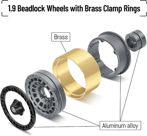 OGRC 1.9 Beadlock Wheel RC Crawler Wheels with Brass Ring 1.9" Wheels for Axial SCX10 TRX4 VS4-10 Gen8 MST CFX 1/10 RC Crawler Upgrade (Red) in Saudi Arabia