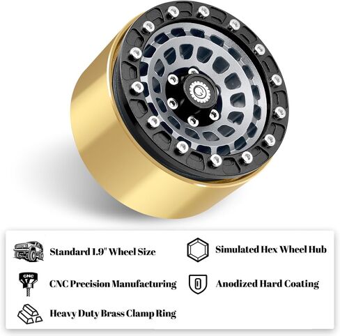 OGRC 1.9 Beadlock Wheel RC Crawler Wheels with Brass Ring 1.9" Wheels for Axial SCX10 TRX4 VS4-10 Gen8 MST CFX 1/10 RC Crawler Upgrade (Red) in Saudi Arabia