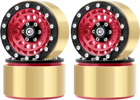 OGRC 1.9 Beadlock Wheel RC Crawler Wheels with Brass Ring 1.9" Wheels for Axial SCX10 TRX4 VS4-10 Gen8 MST CFX 1/10 RC Crawler Upgrade (Red) in Saudi Arabia