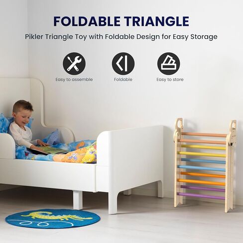 Foldable Triangle Ladder Climbing Toy for Toddlers 1-3, Montessori Toy Indoor Playground Climbing Gym for Toddlers Kids Triangle Climbing Toys Learning Toys for Pre-Kids in Kuwait