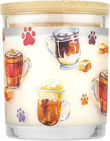 شمعة One Fur All Pet House - كراميل لاتيه - شمعة شمع نباتية 100% - مزيل رائحة الحيوانات الأليفة للمنزل - شموع معطرة غير سامة وصديقة للبيئة لتجديد الهواء in Kuwait