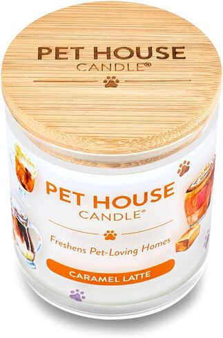 شمعة One Fur All Pet House - كراميل لاتيه - شمعة شمع نباتية 100% - مزيل رائحة الحيوانات الأليفة للمنزل - شموع معطرة غير سامة وصديقة للبيئة لتجديد الهواء in Kuwait