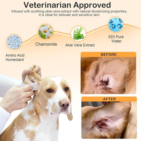 مناديل جديدة لأصابع الأذن للكلاب والقطط - تزيل الأوساخ بلطف وتهدئ الحكة والروائح - مناديل تنظيف أذن الحيوانات الأليفة الطبيعية المحمولة - 50 عبوة سفر in Kuwait