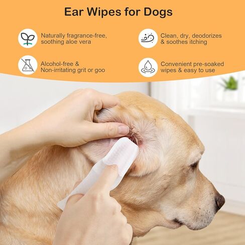 مناديل جديدة لأصابع الأذن للكلاب والقطط - تزيل الأوساخ بلطف وتهدئ الحكة والروائح - مناديل تنظيف أذن الحيوانات الأليفة الطبيعية المحمولة - 50 عبوة سفر in Kuwait