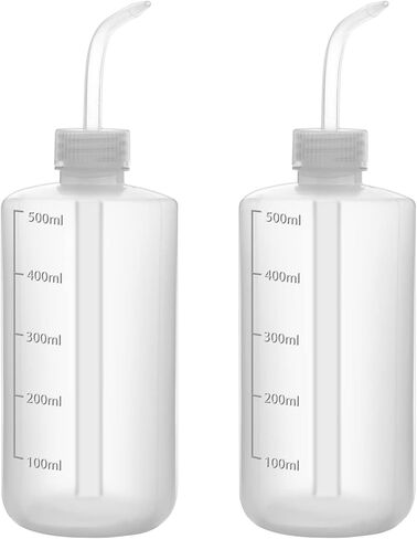 زجاجة غسيل كيميائي، عبوة من قطعتين من زجاجة غسيل بلاستيكية تعمل بالضغط مع تدرجات واضحة، LDPE، فم ضيق (500 مل) in Kuwait