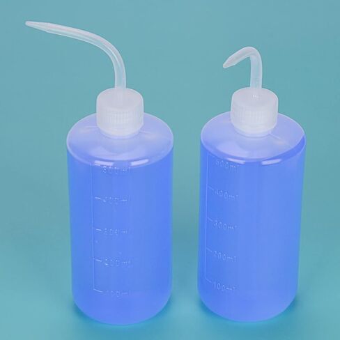 زجاجة غسيل كيميائي، عبوة من قطعتين من زجاجة غسيل بلاستيكية تعمل بالضغط مع تدرجات واضحة، LDPE، فم ضيق (500 مل) in Kuwait