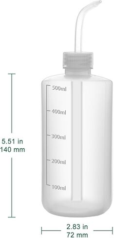 زجاجة غسيل كيميائي، عبوة من قطعتين من زجاجة غسيل بلاستيكية تعمل بالضغط مع تدرجات واضحة، LDPE، فم ضيق (500 مل) in Kuwait
