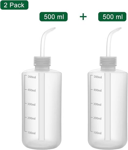 زجاجة غسيل كيميائي، عبوة من قطعتين من زجاجة غسيل بلاستيكية تعمل بالضغط مع تدرجات واضحة، LDPE، فم ضيق (500 مل) in Kuwait
