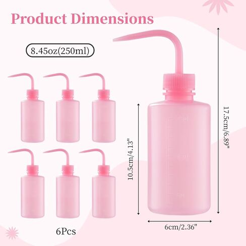 6 قطع من زجاجات الغسيل سعة 250 مل/8 أونصة، زجاجات بلاستيكية ذات مقياس وفوهة ضيقة منحنية، زجاجات ضغط آمنة مانعة للتسرب للري وغسل الرموش ومستلزمات المختبرات in Kuwait