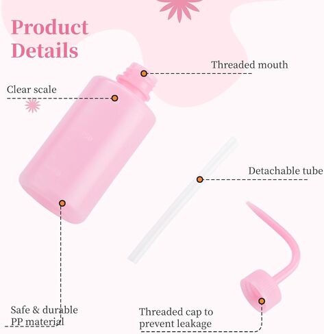 6 قطع من زجاجات الغسيل سعة 250 مل/8 أونصة، زجاجات بلاستيكية ذات مقياس وفوهة ضيقة منحنية، زجاجات ضغط آمنة مانعة للتسرب للري وغسل الرموش ومستلزمات المختبرات in Kuwait