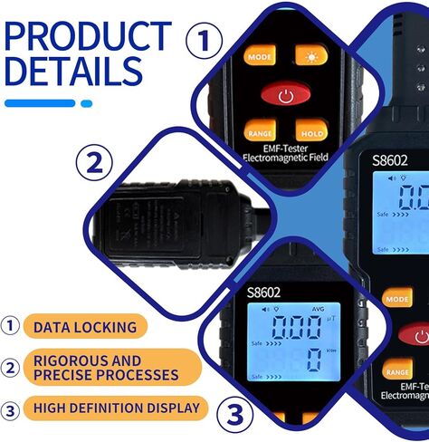 EMF Meter with 3 Pcs Light up Motion Activated Cat Balls,Emf Detector Tester,Electromagnetic Field Radiation Detector,Ghost Hunting Equipment Kit for Home Office Outdoor in Kuwait